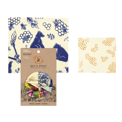 Assorted Wrap 2 Pack (S, M) Honeycomb and Bees and Bears Bundles Bee's Wrap 