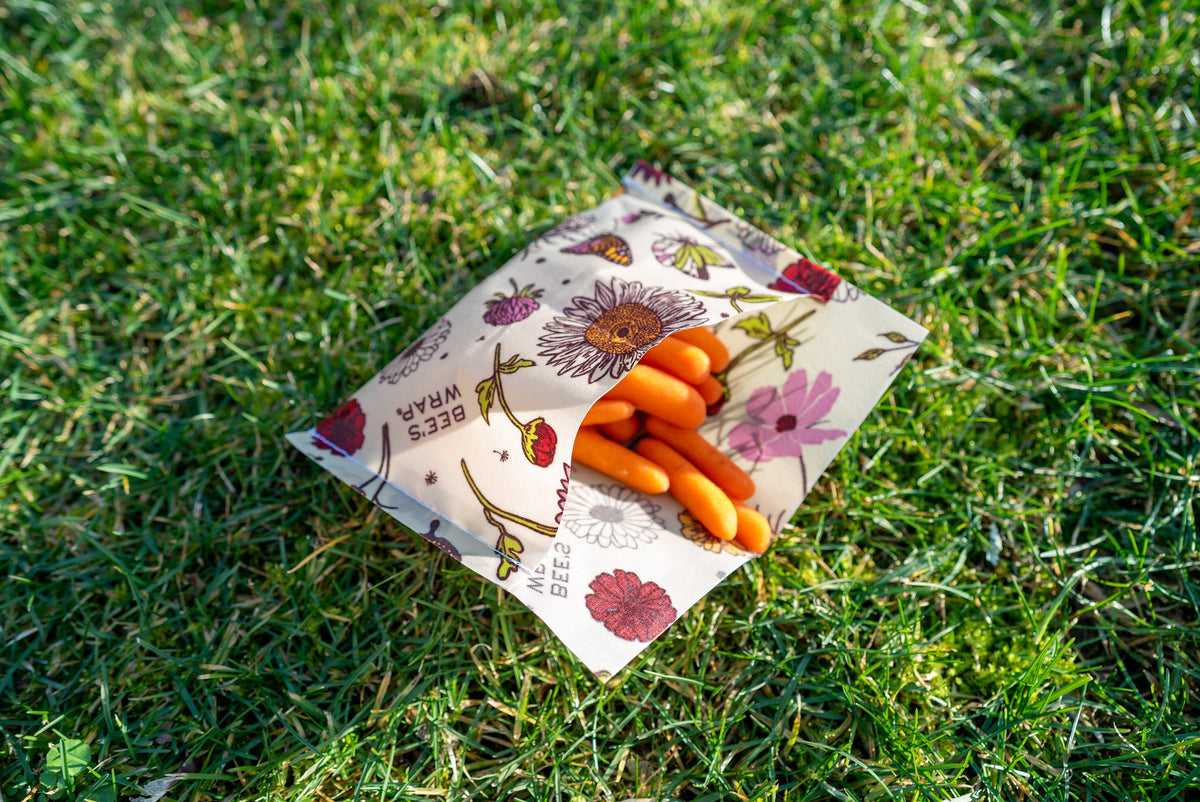 Carrots in a Bee's Wrap snack wrap