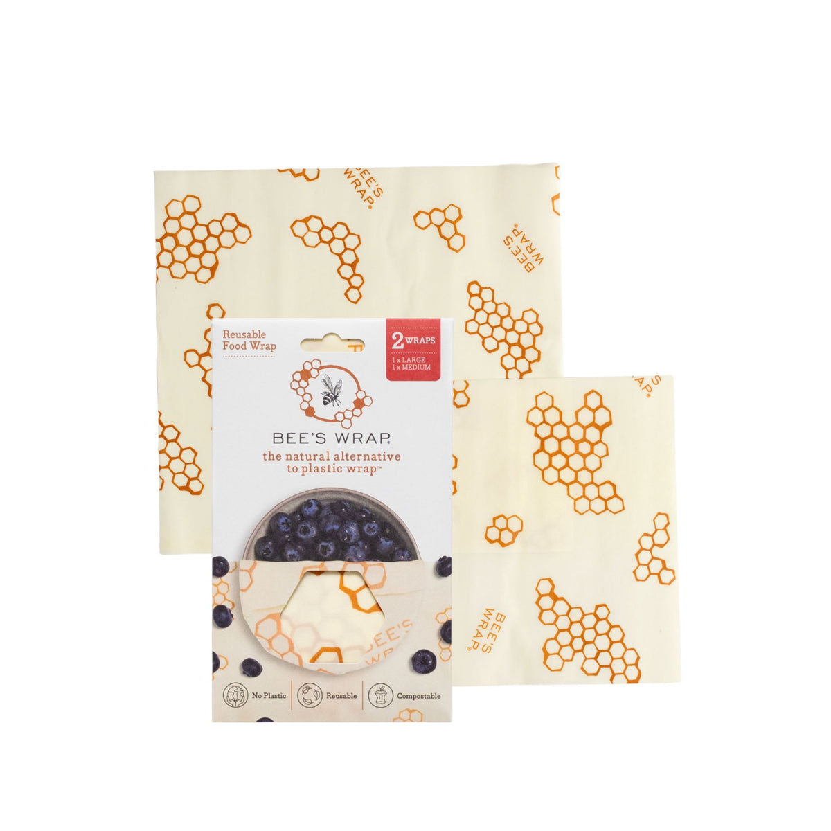 Bee's Wrap Reusable Beeswax Compostable Food Wraps - 2ct
