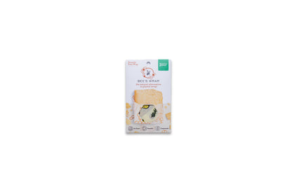 A package of Bees Wrap beeswax wraps, medium 3 pack in packaging with the Wheels n Wedges print.